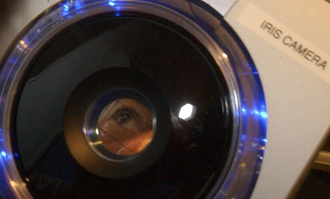 A passenger undergoes iris scanning at Boston's Logan Airport during a test program.
