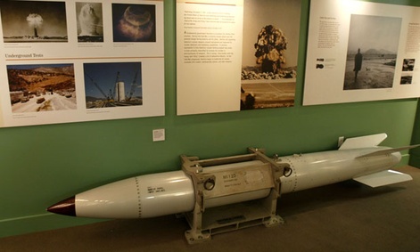 A B-61 shell is on display in a Las Vegas museum.