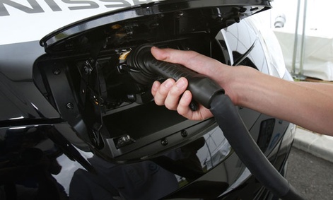 An electric car battery being charged.