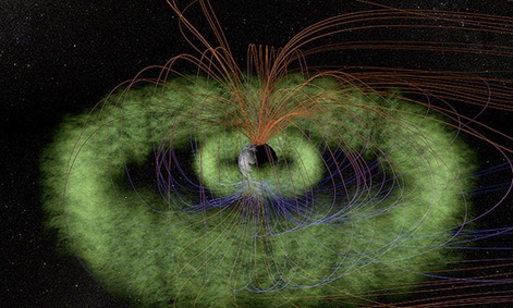 A graphic of Earth's twin rings of plasma known as the Van Allen Radiation Belts in our planet's magnetosphere. A graphic of Earth's twin rings of plasma known as the Van Allen Radiation Belts in our planet's magnetosphere.