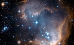 Newly forming stars as seem from the Hubble Space Telescope.
