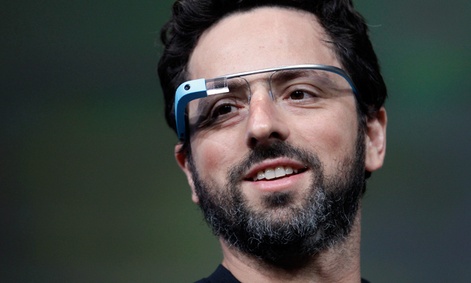 Google co-founder Sergey Brin demonstrates Google's new Glass, wearable internet glasses. Google co-founder Sergey Brin demonstrates Google's new Glass, wearable internet glasses.