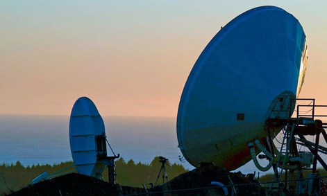 Air Force satellite dishes at Kodiak Launch Complex in Alaska.