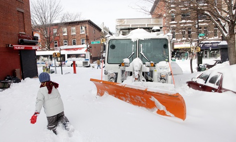 A snow plow in Brooklyn, NY. A snow plow in Brooklyn, NY.