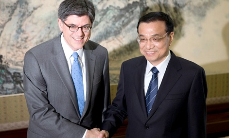 U.S. Treasury Secretary Jacob Lew, left, and Chinese Premier Li Keqiang U.S. Treasury Secretary Jacob Lew, left, and Chinese Premier Li Keqiang