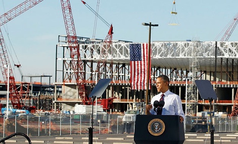 President Barack Obama speaks during construction expansion at Intel, maker of microchips. President Barack Obama speaks during construction expansion at Intel, maker of microchips.