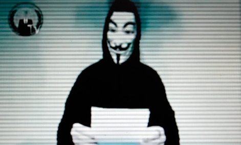 This image taken from a video posted by Internet hackers, Anonymous on the Greek Justice Ministry web site.  