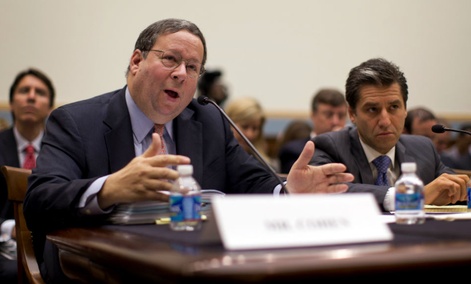 David Cohen, Executive Vice President, Comcast Corporation, left, testifies with Robert Marcus, Chairman and CEO, Time Warner Cable at a hearing on the proposed merger of the two companies.