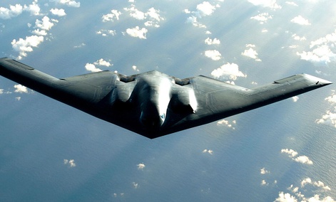 A B-2 Spirit bomber soars during a deployment to Andersen Air Force Base, Guam A B-2 Spirit bomber soars during a deployment to Andersen Air Force Base, Guam