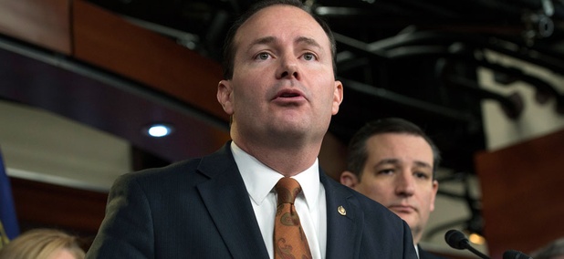 Sen. Mike Lee, R-Utah, speaks during a news conference on Capitol Hill in Washington, Thursday, Feb. 12, 2015. Sen. Mike Lee, R-Utah, speaks during a news conference on Capitol Hill in Washington, Thursday, Feb. 12, 2015.