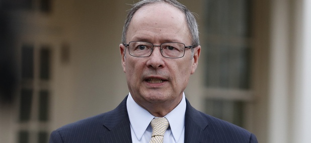 Retired Gen. Keith Alexander speaks to media outside the West Wing of the White House, in Washington, Tuesday, Jan. 31, 2017. Retired Gen. Keith Alexander speaks to media outside the West Wing of the White House, in Washington, Tuesday, Jan. 31, 2017.