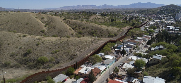 A drone's view of the US-Mexico border fence as seen from Nogales, Mexico, Sunday, April 2, 2017. A drone's view of the US-Mexico border fence as seen from Nogales, Mexico, Sunday, April 2, 2017.