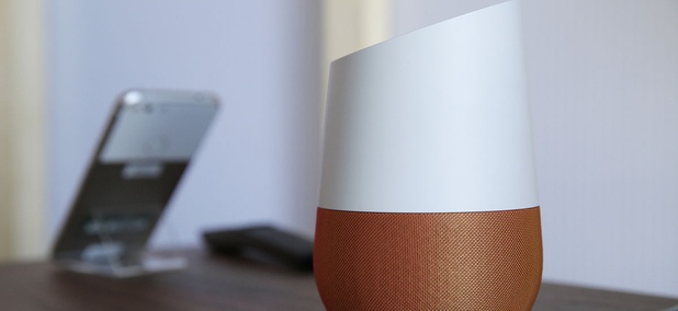 A Google Home, right, sits on display near a Pixel phone following a product event, in San Francisco. A Google Home, right, sits on display near a Pixel phone following a product event, in San Francisco.