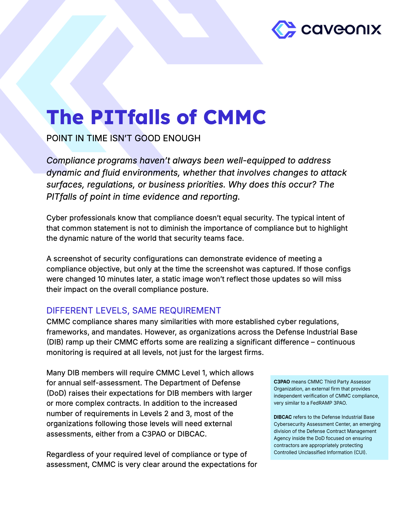 The PITfalls of CMMC
