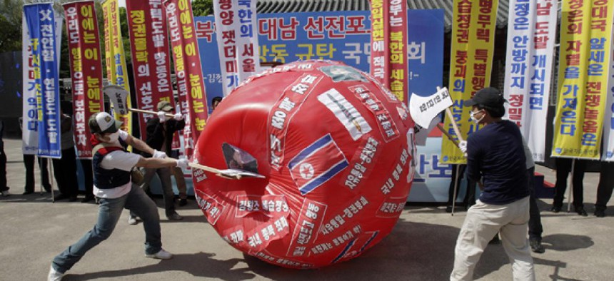 South Korean activists protest North Korea in Seoul.