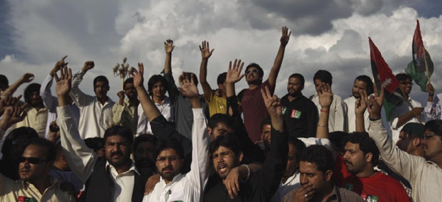 Pakistanis protest in Islamabad.