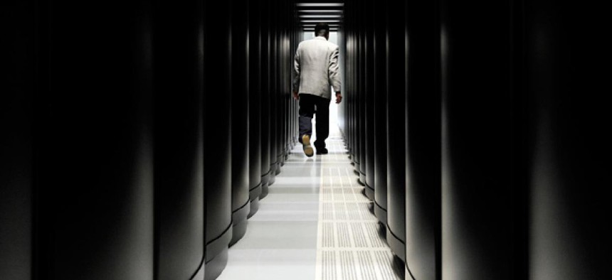 A corridor of  "Hermit," one of the largest super computers in Europe. Proposed extreme-scale computers will be 1000 times faster.