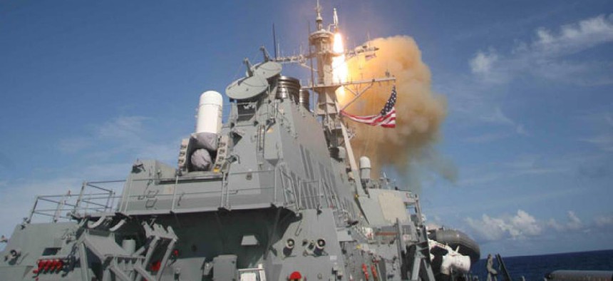 The U.S. Navy tests missile defenses in 2007.