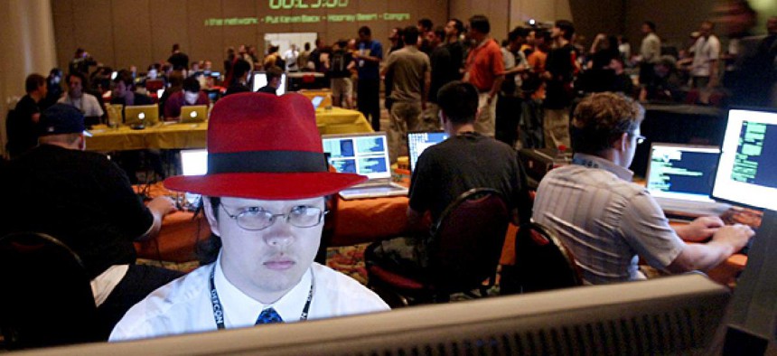 Jason Spence competes in a hacking competition at the DEFCON 14 Conference in Las Vegas.