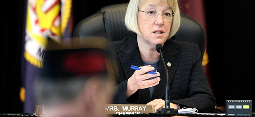 Sen. Patty Murray, D-Wash., speaks at a field hearing of the Senate Veterans' Affairs Committee in April.