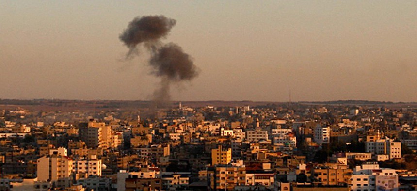 Smoke rises following an Israeli attack on Gaza City, Thursday, Nov. 15, 2012. 
