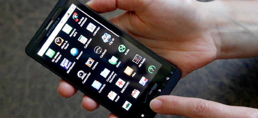 The Droid X, a touchscreen phone from 2010. 