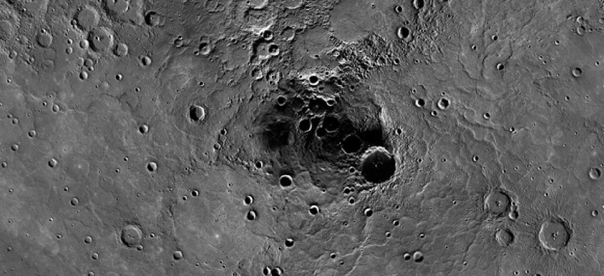A 68-mile-diameter crater in the north polar region of Mercury which has been shown to harbor water ice. 
