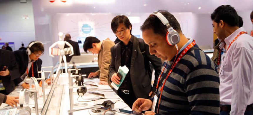Huawei had a booth at the International Consumer Electronics Show in Las Vegas in January.