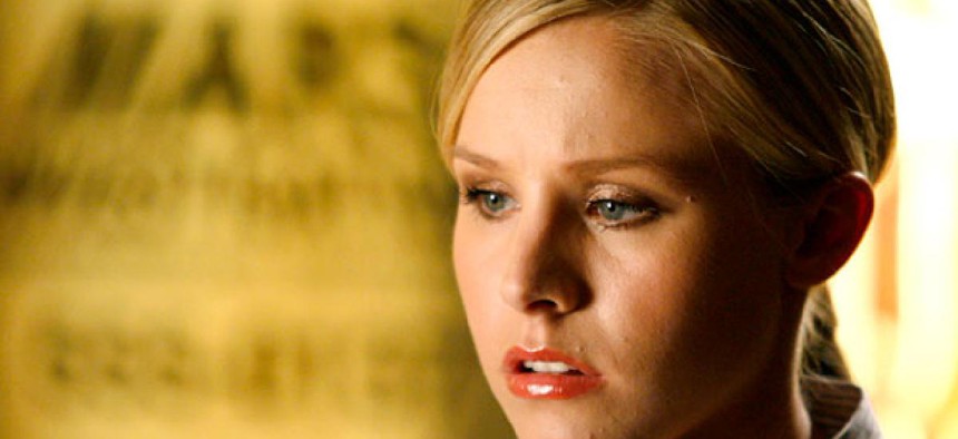 Actress Kristen Bell appears on the set of the television series "Veronica Mars".