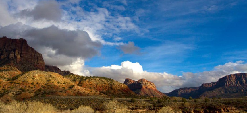 A different kind of cloud floats over Zion National Park in Utah. 