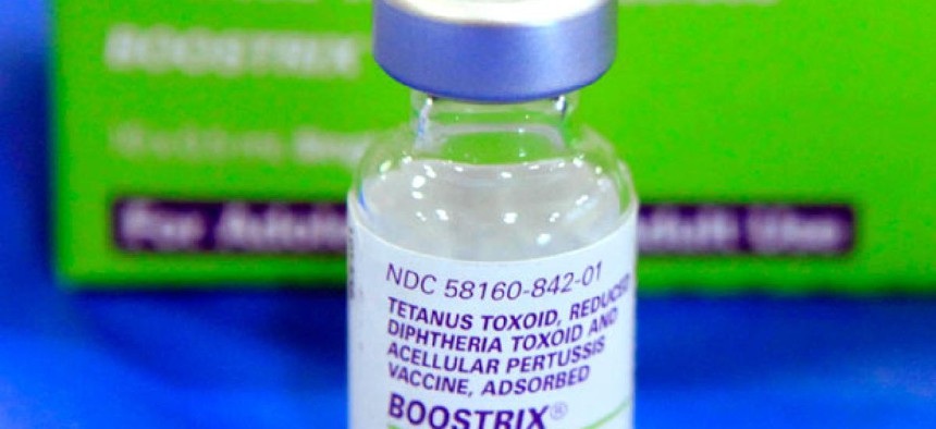 An empty bottle of Tetanus, Diphthera and Pertussis, (whooping cough) vaccine. 