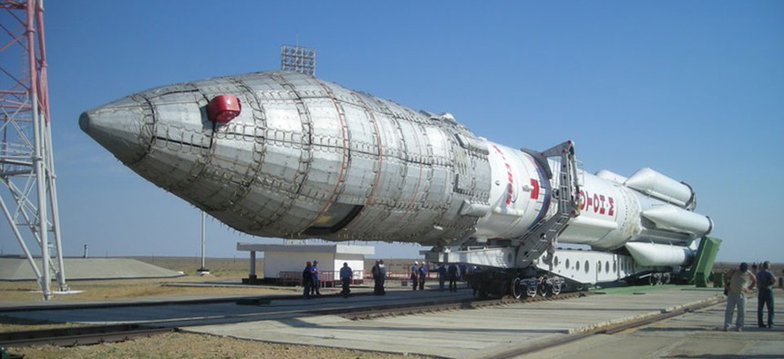 A Proton-M rocket was to carry three of the Russian system’s spacecraft, but crashed immediately after launch.