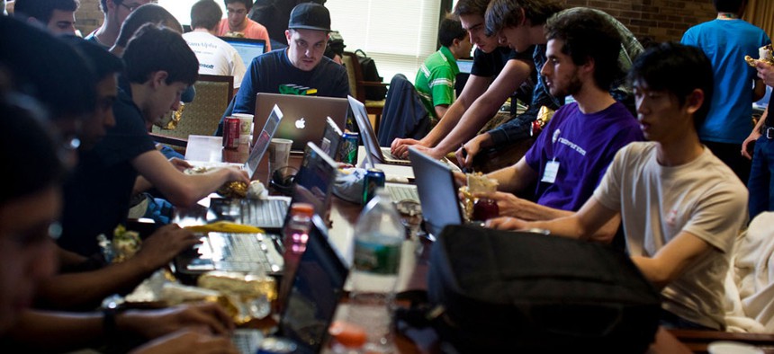 Hackers work during the 2011 HackNY Student Hackathon.