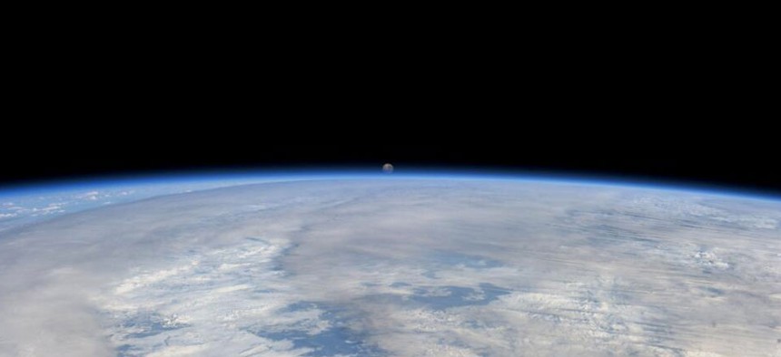 NASA retweeted an astronaut's photo of the setting moon in August.