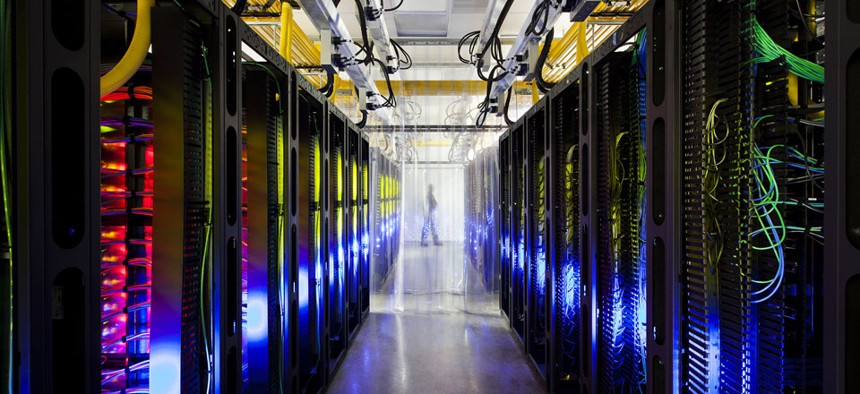 Google's campus-network room at a data center in Council Bluffs, Iowa.