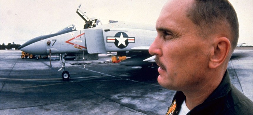 Actor Robert Duvall is shown in the 1980 movie "The Great Santini."