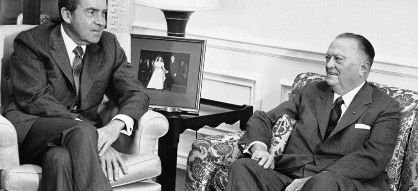 FBI Director J. Edgar Hoover, 77 years old with President Richard Nixon in 1971.