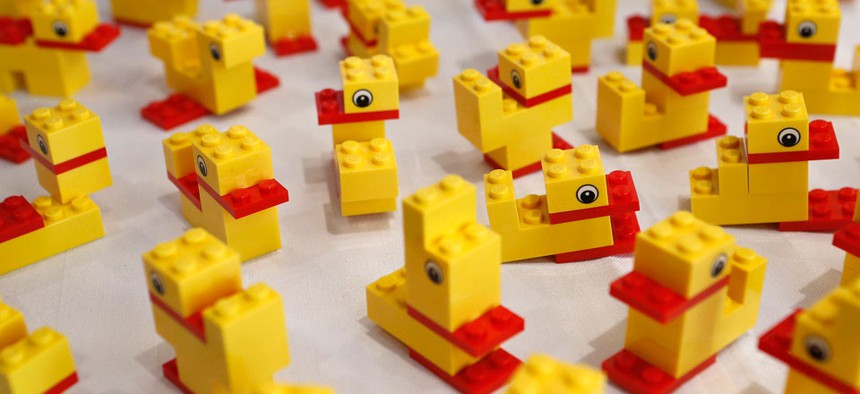 Ducks created with LEGO bricks