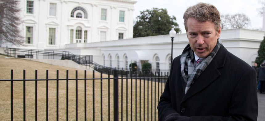 Sen. Rand Paul, R-Ky. stands outside of the White House.