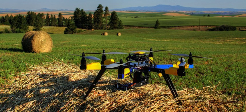 A multi-rotor hexacopter, an unmanned aircraft that was purchased to monitor a farm in Kendrick, Idaho 