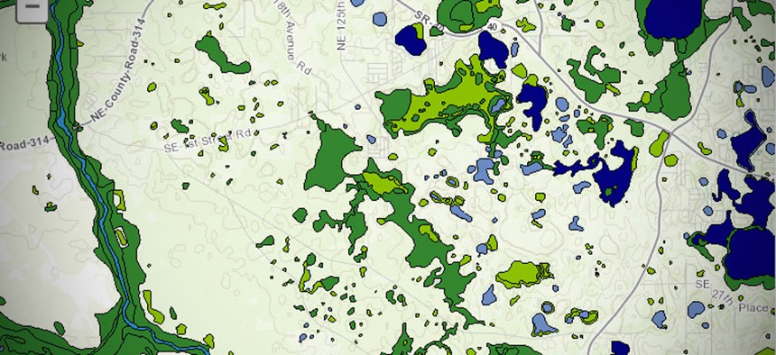 The USA National Wetlands Inventory is one of the interactive maps produced by the Geoplatform.gov tool.