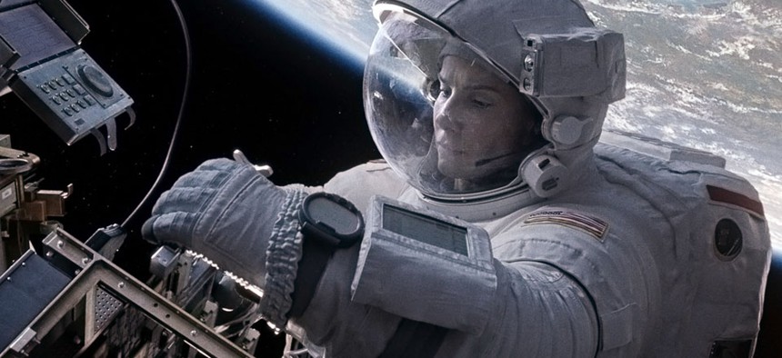Sandra Bullock in a scene from "Gravity."