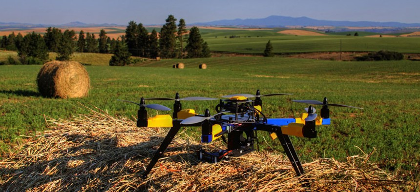 An unmanned aircraft used to monitor a farm in Kendrick, Idaho. 