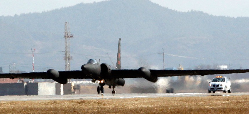 A U.S. Air Force U-2 spy plane takes off from the U.S. airbase in Osan, south of Seoul, South Korea.