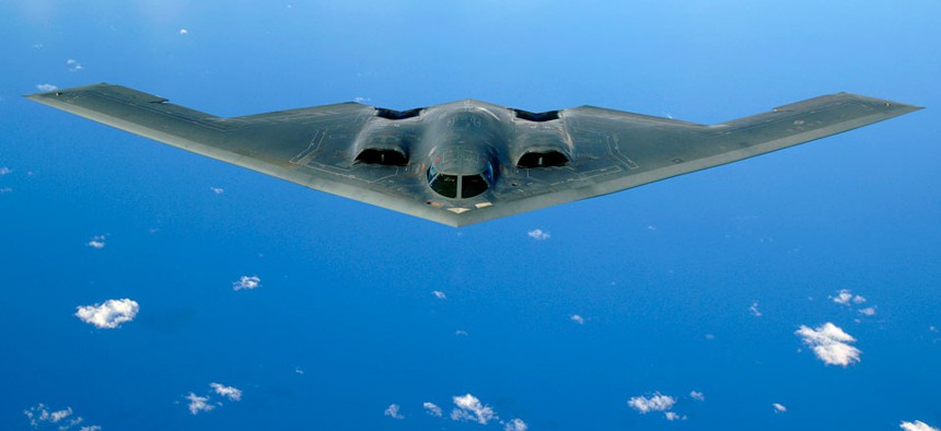 A B-2 stealth bomber flying over the Pacific Ocean. The current U.S. bomber fleet includes 20 25-year-old B-2s. 