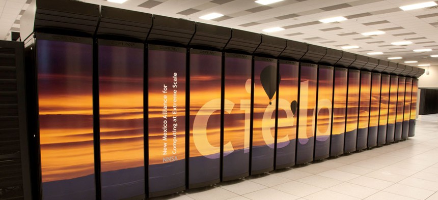 The Cray Cielo supercomputer installed at Los Alamos, which runs at a speed of 1.37 petaflops. 