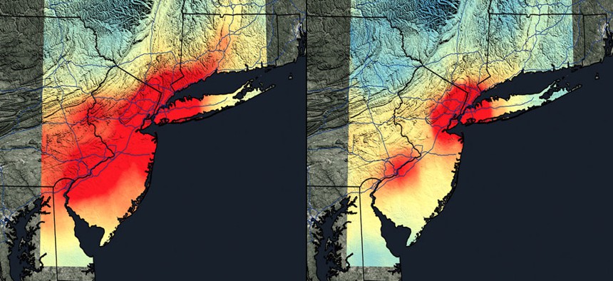 Satellite data show that New York City has seen a 32 percent decrease in nitrogen dioxide between 2005 and 2011.