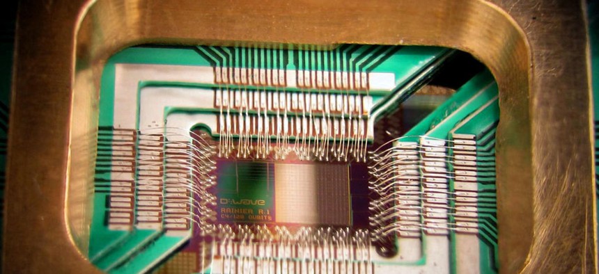 D-Wave Systems, Inc.'s DWave 128chip for quantum computing. 