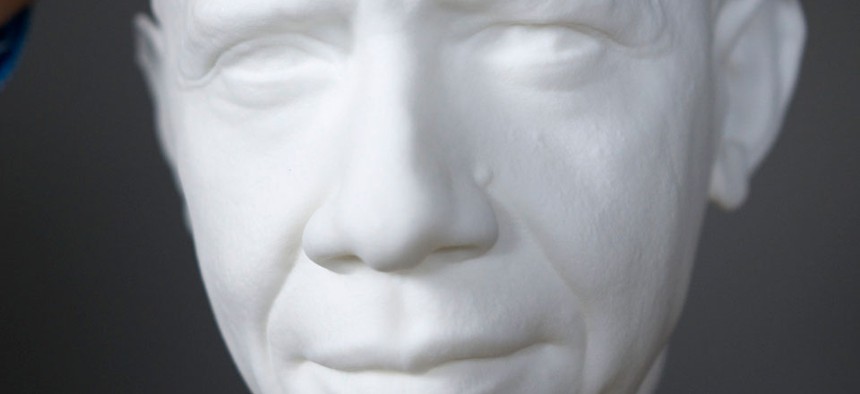 The life mask of the first presidential portrait created from 3-D scan data. 
