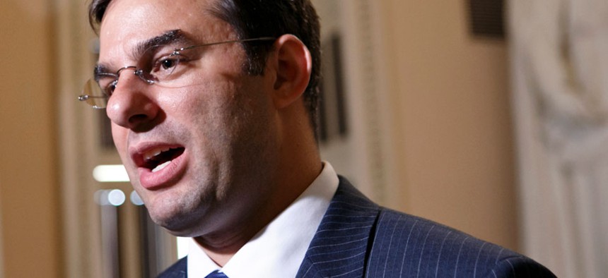 Rep. Justin Amash, R-Mich. speaks on Capitol Hill in Washington. 